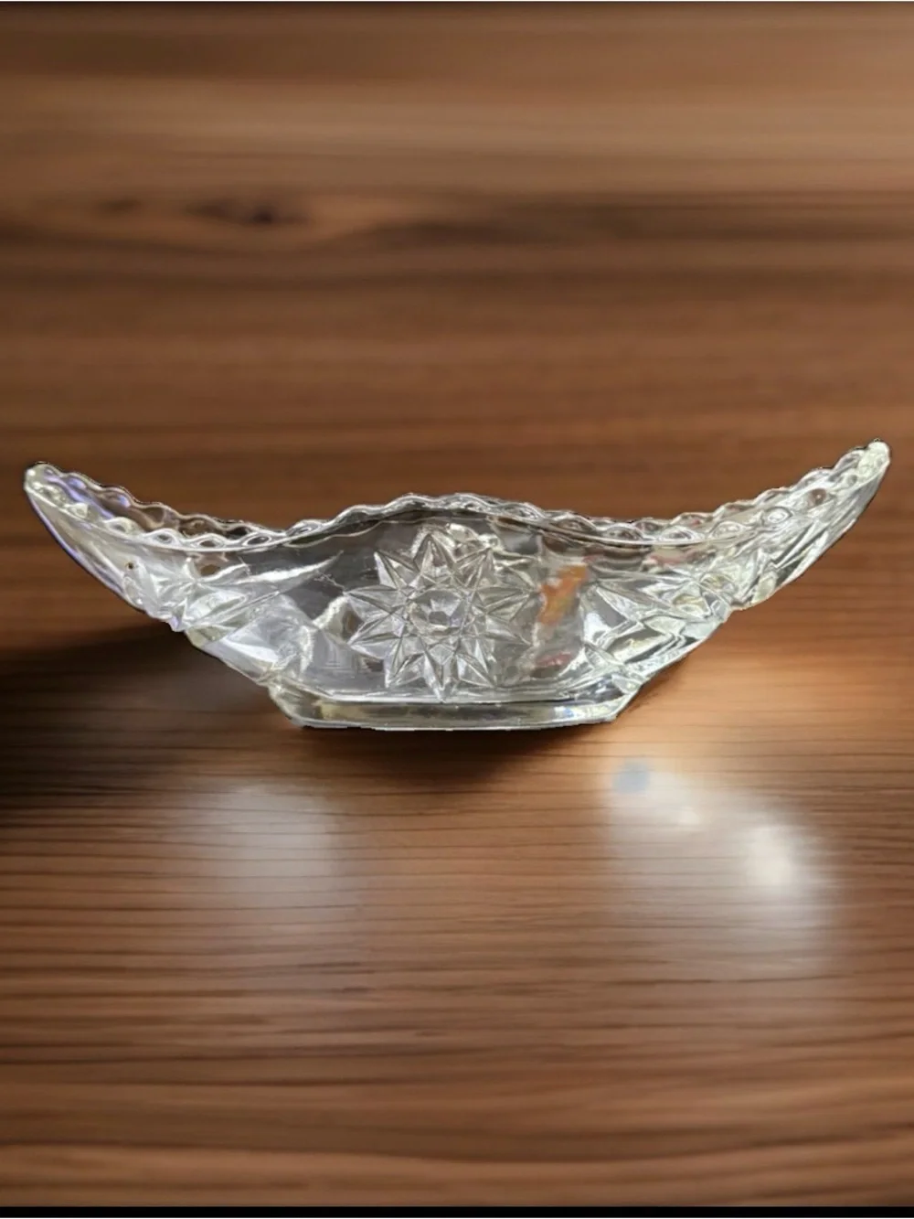 Anchor Hocking Pressed Glass Banana Split Gondola with Star of David EAPC